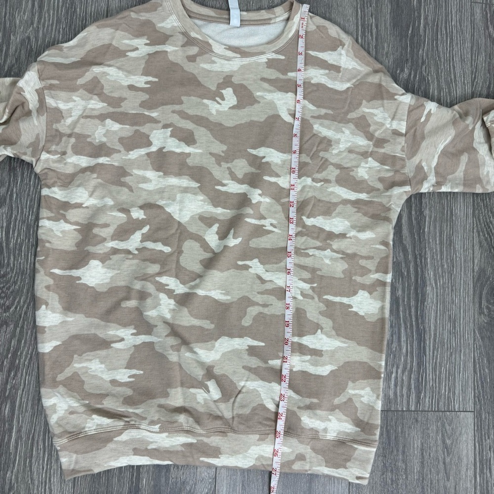 ATHLETA Studio To Street Printed Sweatshirt SM Camo Lux Oatmeal Heather - Picture 10 of 13